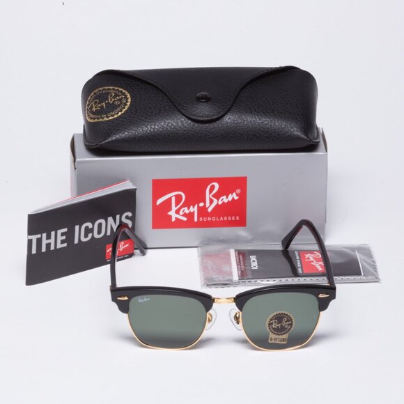 Ray-Ban RB3016-W365 Clubmaster  Black Frame Green Lenses 51mm Unisex Italy Made - Picture 11 of 12